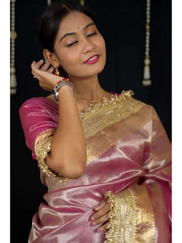 Isadora Life - Banarasi Rich Pallu Zari Border and Handloom Wrap Saree with Unstitched