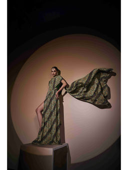 THE ROYALEUM ATELIER - Emerald Green Drape Dress