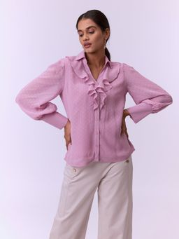 Not So Pink - Mauve Collar Neck Frill Collar Shirt
