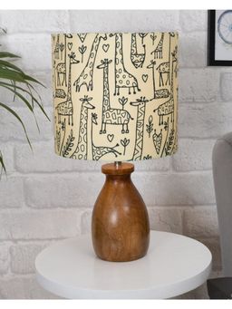 Homesake - Table Lamp Wood Dovel Pot Savannah Shade