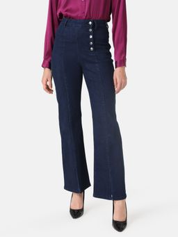 Kazo - Navy Blue Jeans with Side Buttons