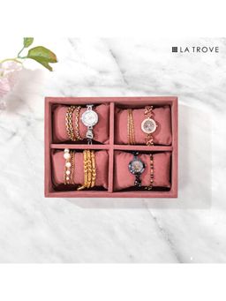La Trove - Luxury Velvet 4 Slot Watch Tray (20X16X5 Cm)