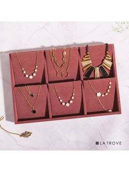 La Trove - Luxury Velvet 6 Slot Necklace Organiser Jewellery Tray (30X20X3.5 Cm)