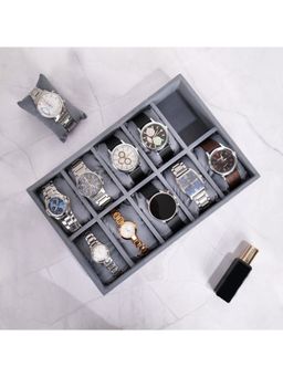 La Trove - Luxury Velvet 10 Slot Watch Tray (30X20X5 Cm)
