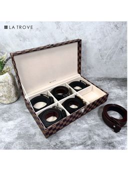 La Trove - Elegant 6 Slot Belt & Pocket Square Organiser Box Multi-Color