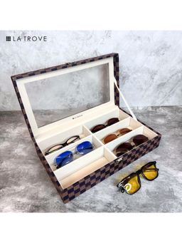 La Trove - Elegant 6 Slot Sunglass Organiser Box With Glass Top Multi-Color