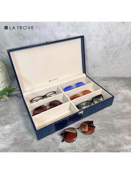 La Trove - Elegant 6 Slot Sunglass Organiser Box Blue