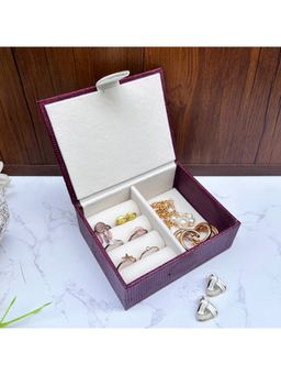 La Trove - Maroon Leather Small Ring's & Jewellery Organizer Box for Wardrobe Closet