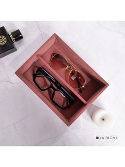 La Trove - Luxury Velvet Drawer Organizer Sunglass Goggles Tray and Jewellery Storage Pink
