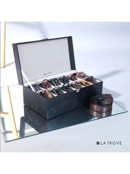 La Trove - Elegant 12 Slot Belt Pocket Square Tie Display Box