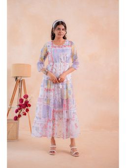 Juniper - Women Multi-Color Polyester Floral Dress with Dori