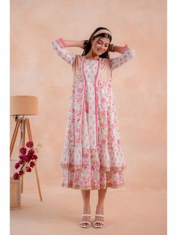 Juniper - Women Ivory Cotton Floral Dress with Inner