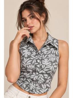 MIXT by Nykaa Fashion - Women's Sleeveless Allover Printed Shirt
