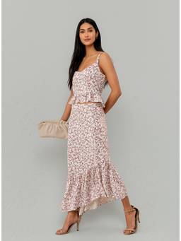 Twenty Dresses by Nykaa Fashion - Micro Floral Pink Peplum-Hem Cami Co-Ord Set