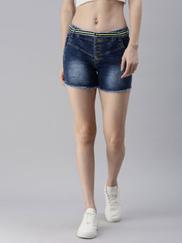 SHOWOFFFF - Womens Distressed Blue Denim Shorts
