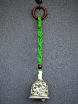 Gathari - Macrame Ceramic Green Bell Home Wall Hanging