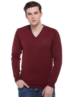Club York - Men Maroon Solid Pullover