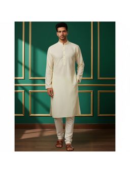 TATTVA - Men Yellow Polyester Solid Kurta with Pyjama