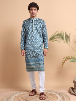 TATTVA - Men Multi-Color Polyester Embroidered Kurta with Pyjama