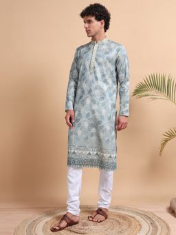 TATTVA - Men Multi-Color Polyester Embroidered Kurta with Pyjama