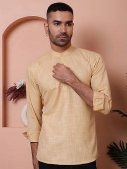 Jompers - Men Beige Pure Cotton Woven Straight Kurta