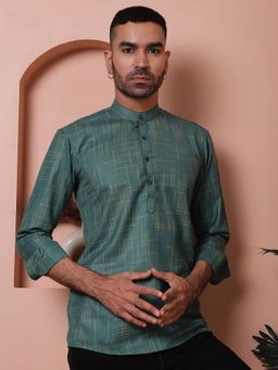 Jompers - Men Olive Pure Cotton Woven Straight Kurta
