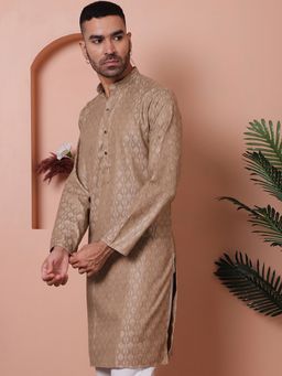 Jompers - Men Brown Pure Cotton Woven Straight Kurta