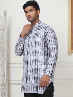 Jompers - Men White Cotton Abstract Straight Kurta