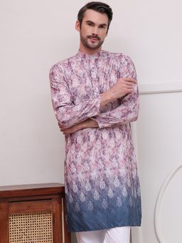 Jompers - Men Magenta Cotton Embroidered Straight Kurta