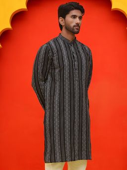 Jompers - Men Black Straight Kurta