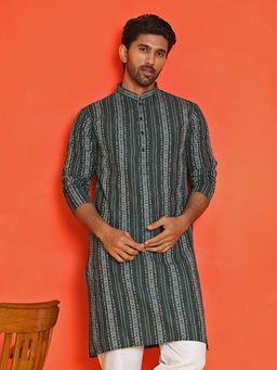 Jompers - Men Olive Straight Kurta