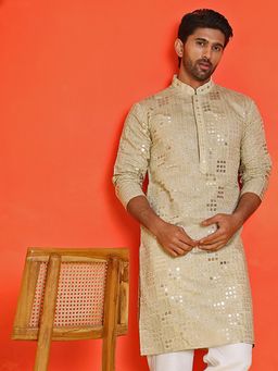 Jompers - Men Gold Embroidered and Sequins Kurta