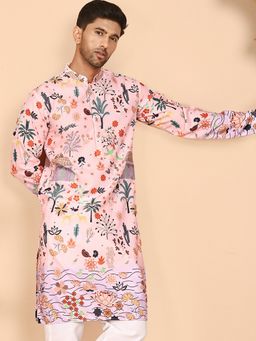 Jompers - Men Multicolor Printed with Artistic Design Kurta