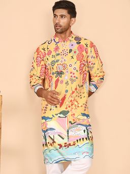 Jompers - Men Multicolor Printed with Artistic Design Kurta