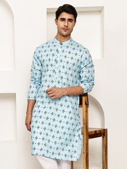 Jompers - Men Blue Traditional Printed Kurta