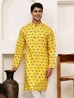 Jompers - Men Yellow Traditional Printed Kurta