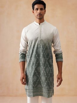 Jompers - Men Grey Embroidered Silk Blend Kurta