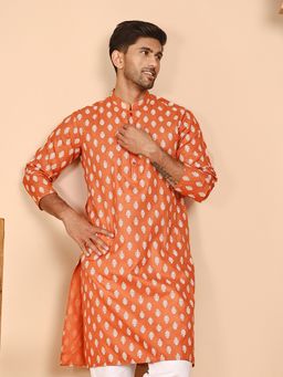 Jompers - Men Orange Printed Kurta