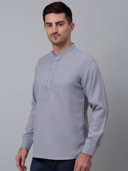 Jompers - Men Grey Cotton Solid Straight Kurta