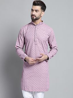 Jompers - Men Purple Cotton Embroidered Straight Kurta