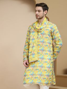 Jompers - Men Multi-Color Abstract Printed Kurta with Matching Dupatta