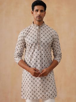 Jompers - Men White Sequins and Embroidered Kurta