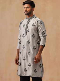 Jompers - Men Grey Embroidered Kurta