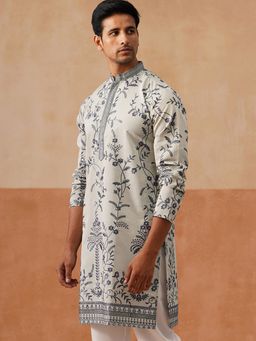 Jompers - Men Grey Embroidered Kurta