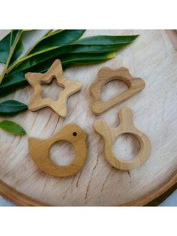 neemtoys - Wooden Teethers Are Designed with Your Babys Safety and Comfort In Mind (Pack of 4)