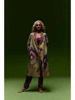 Saundh - Jade Multi-Color Jacket with Pant and Bustier (Set of 3)