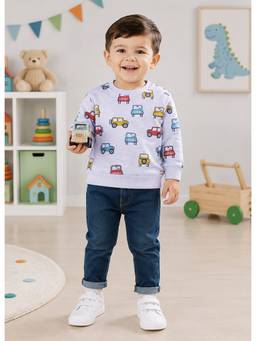 Bumzee - Boys Grey Full Sleeves Round Neck Sweatshirt