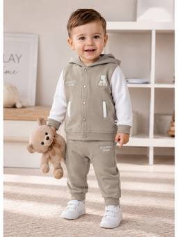 Bumzee - Brown Boys Full Sleeves Cotton Hoodie With Pant