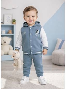 Bumzee - Blue Boys Full Sleeves Cotton Hoodie With Pant