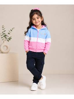 Bumzee - Multi Girls Full Sleeves Hooded Zipper Sweatshirt